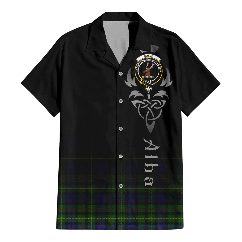 Tartan Vibes Clothing Rollo Tartan Short Sleeve Button Up Featuring Alba Gu Brath Family Crest Celtic Inspired