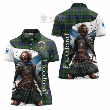 Rollo Crest Tartan Women's Polo Shirt Inspired by the Freedom of Scottish Warrior