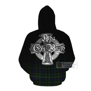 Rollo Tartan Cotton Hoodie Featuring Alba Gu Brath Family Crest Celtic Inspired