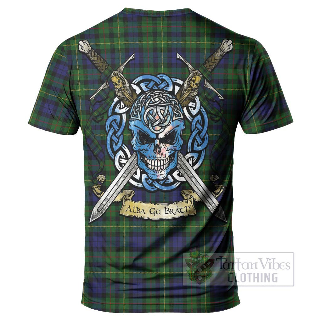 Tartan Vibes Clothing Rollo Tartan T-Shirt with Family Crest Celtic Skull Style