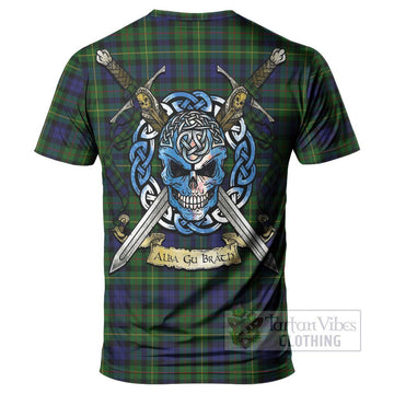 Rollo Tartan T-Shirt with Family Crest Celtic Skull Style