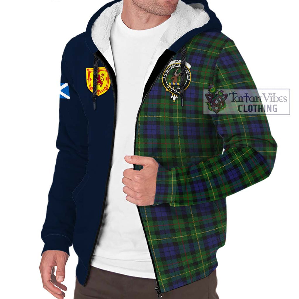 Tartan Vibes Clothing Rollo Tartan Sherpa Hoodie with Scottish Lion Royal Arm Half Style