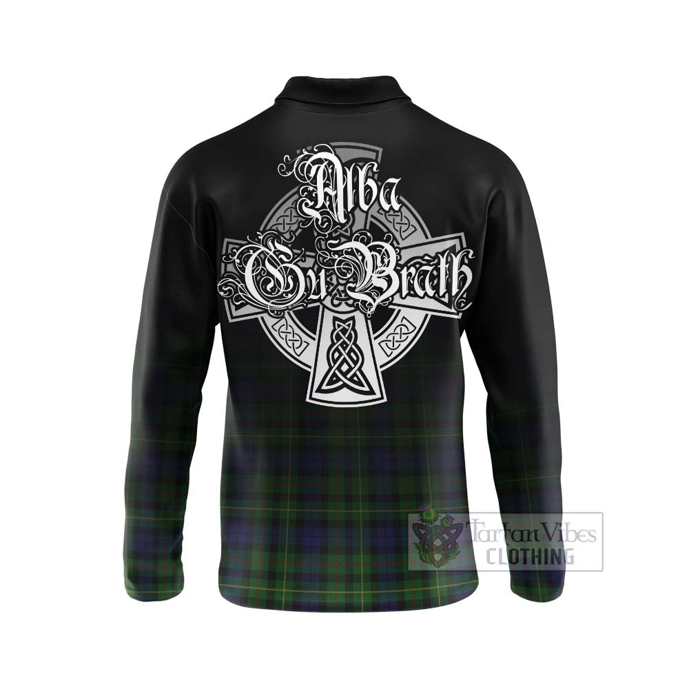 Tartan Vibes Clothing Rollo Tartan Long Sleeve Polo Shirt Featuring Alba Gu Brath Family Crest Celtic Inspired