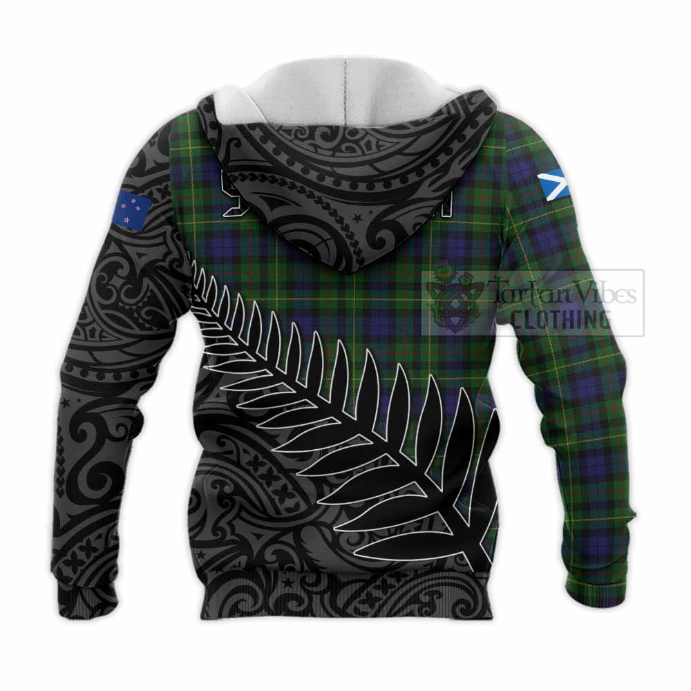 Tartan Vibes Clothing Rollo Crest Tartan Knitted Hoodie with New Zealand Silver Fern Half Style