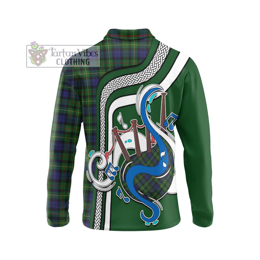 Tartan Vibes Clothing Rollo Tartan Long Sleeve Polo Shirt with Epic Bagpipe Style