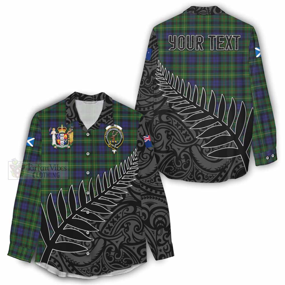 Tartan Vibes Clothing Rollo Crest Tartan Women's Casual Shirt with New Zealand Silver Fern Half Style