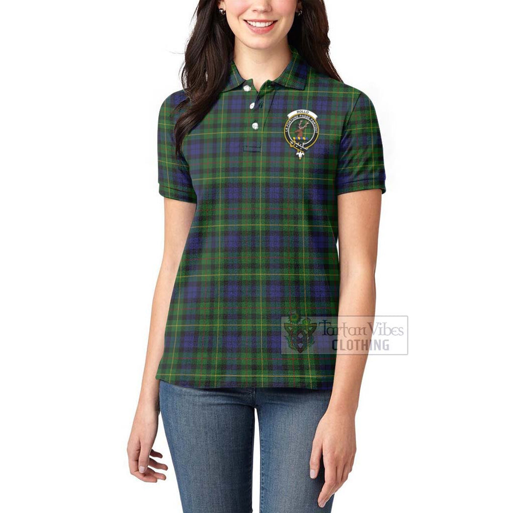 Tartan Vibes Clothing Rollo Tartan Women's Polo Shirt with Family Crest Celtic Skull Style