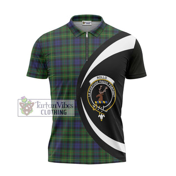 Rollo Tartan Zipper Polo Shirt with Family Crest Circle Style