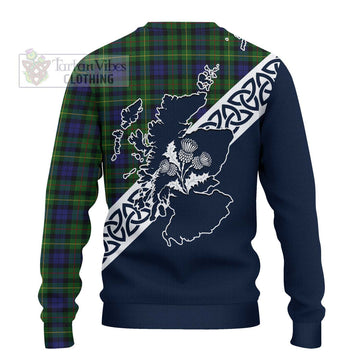 Rollo Tartan Ugly Sweater Featuring Thistle and Scotland Map