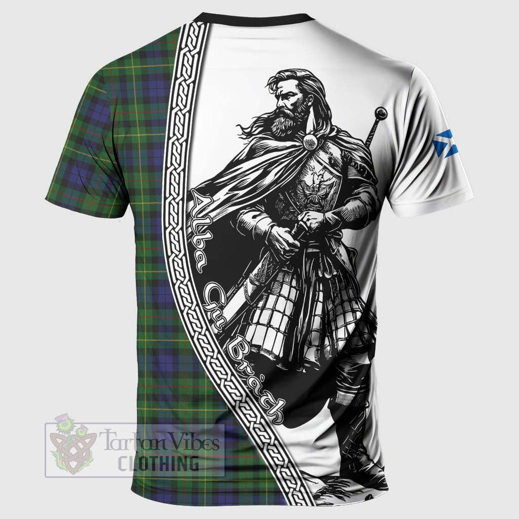 Rollo Tartan Clan Crest T-Shirt with Highlander Warrior Celtic Style - Tartan Vibes Clothing