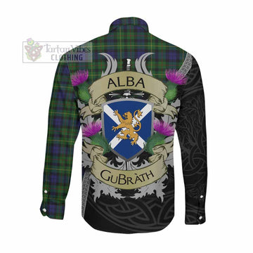 Rollo Tartan Family Crest Long Sleeve Button Shirt Lion Rampant Royal Thistle Shield Celtic Inspired Men's Shirt - Tartan Vibes Clothing