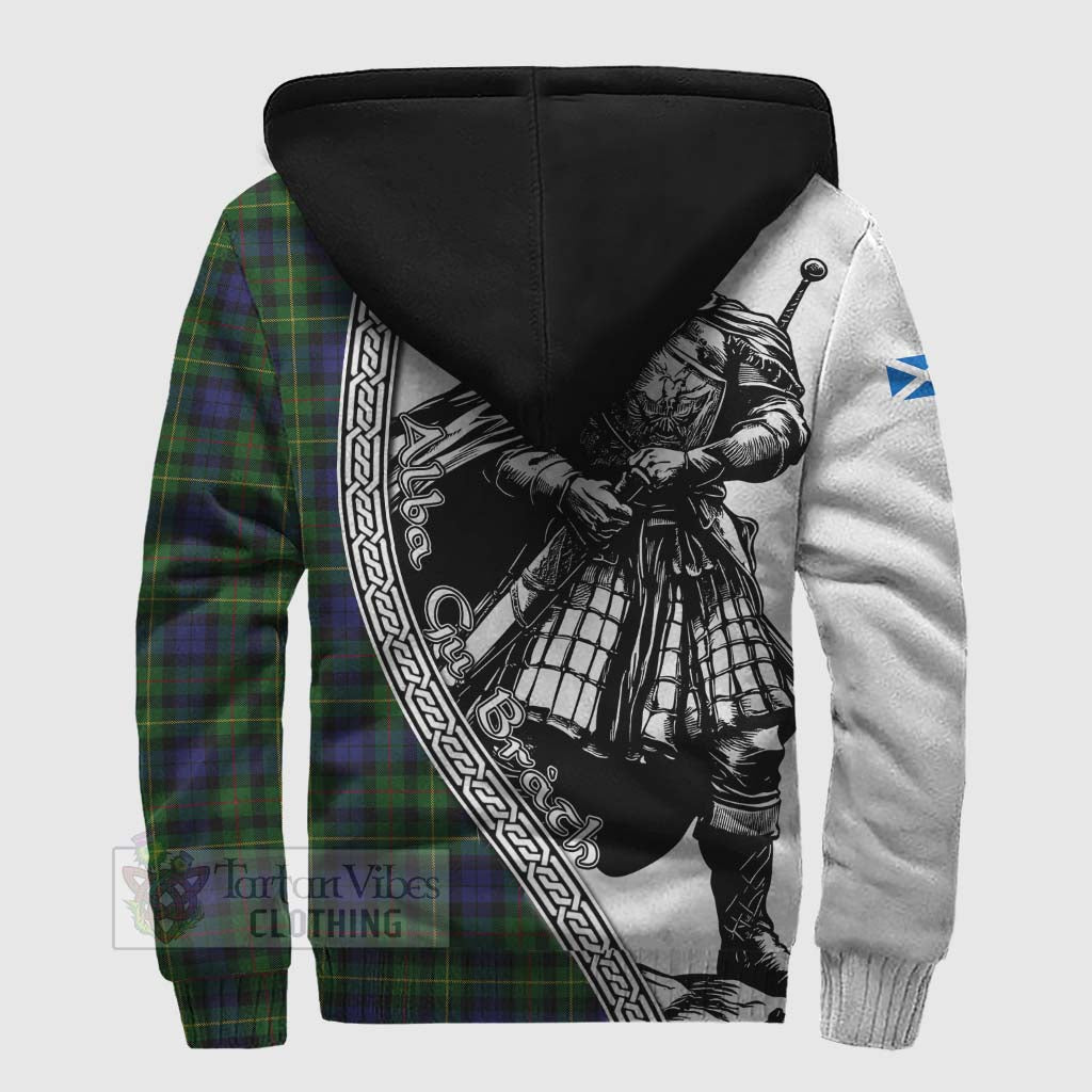 Tartan Vibes Clothing Rollo Tartan Clan Crest Sherpa Hoodie with Highlander Warrior Celtic Style