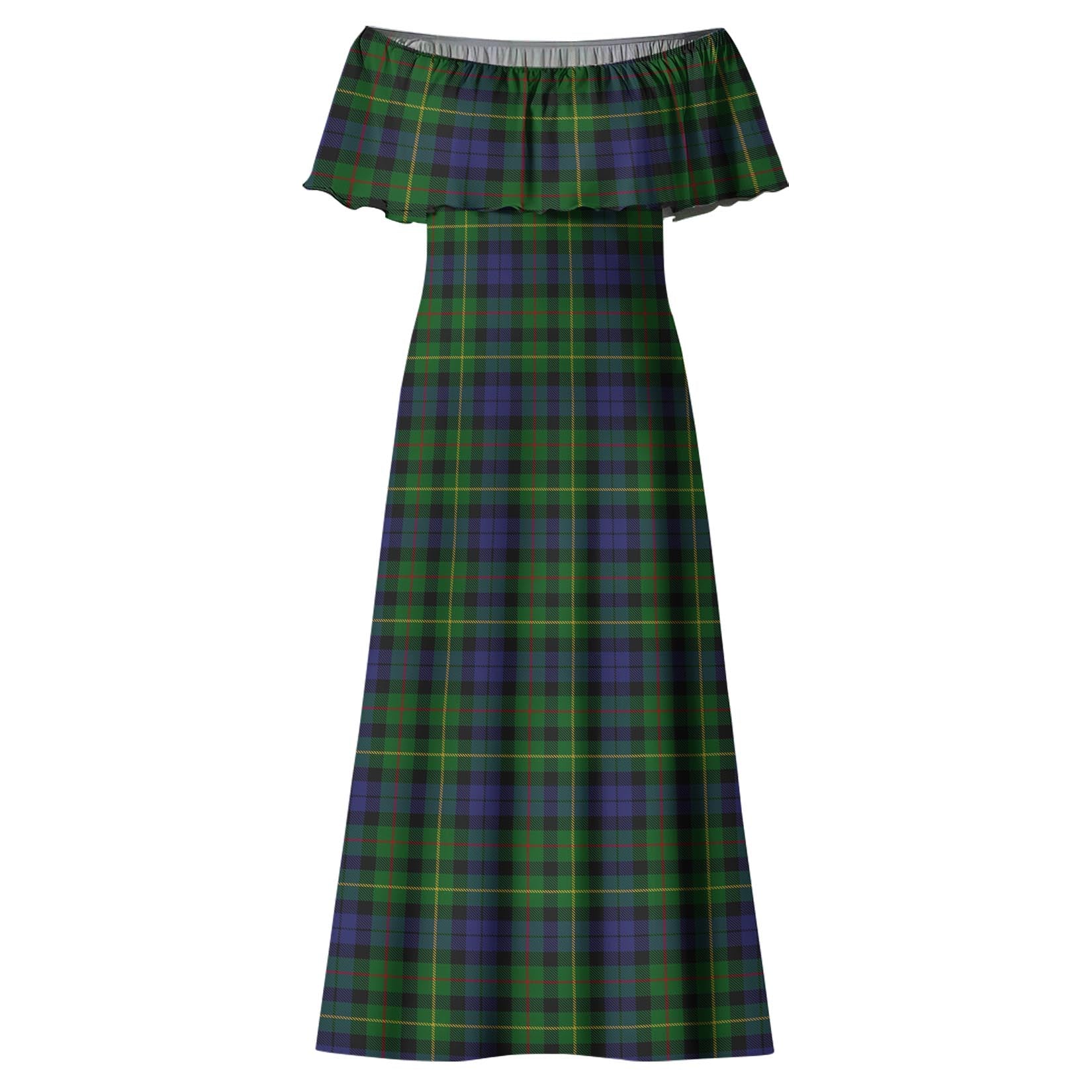 Rollo Tartan Off Shoulder Long Dress - Tartanvibesclothing