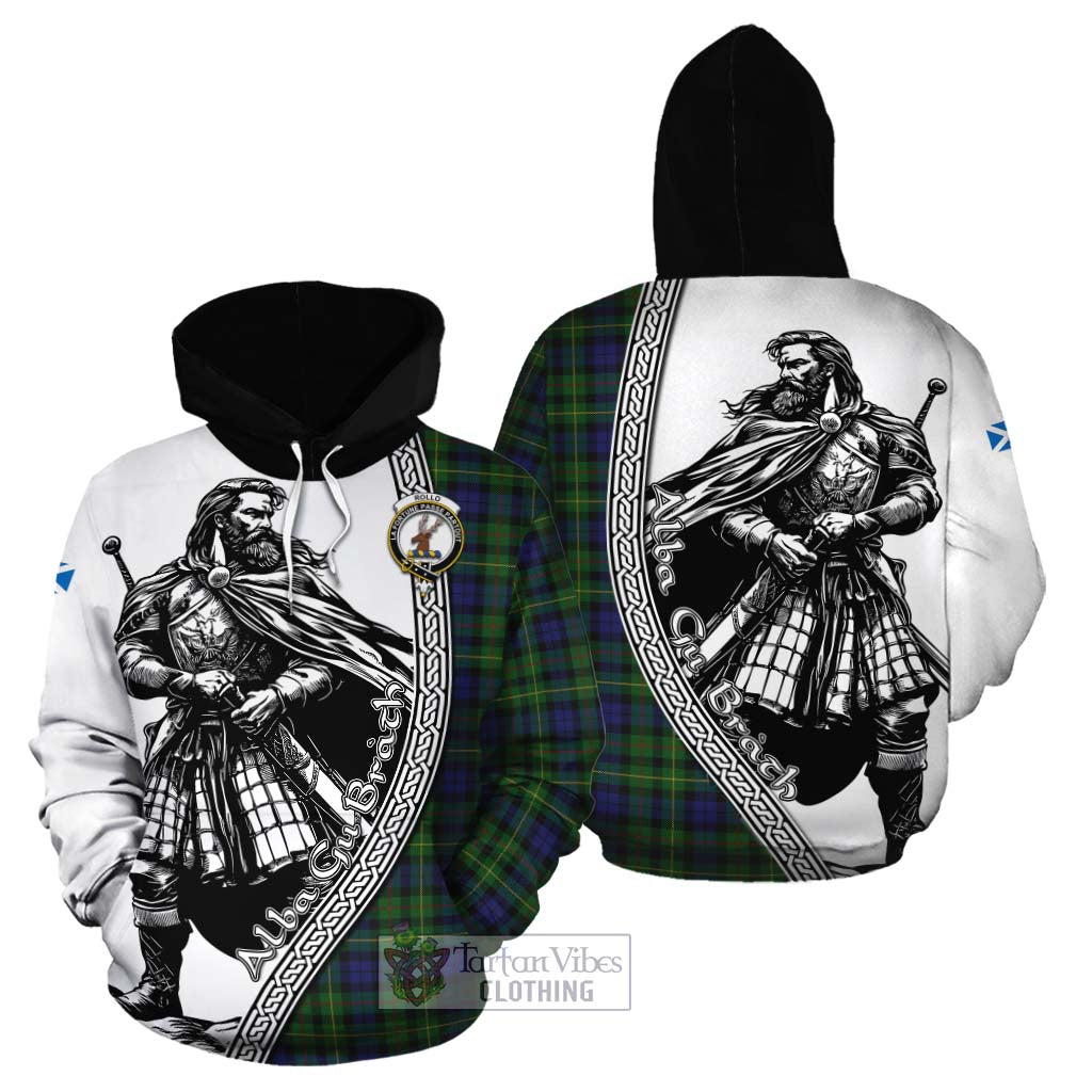 Tartan Vibes Clothing Rollo Tartan Clan Crest Cotton Hoodie with Highlander Warrior Celtic Style