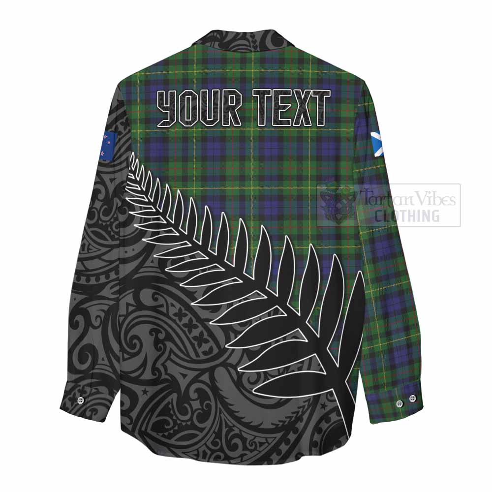 Tartan Vibes Clothing Rollo Crest Tartan Women's Casual Shirt with New Zealand Silver Fern Half Style