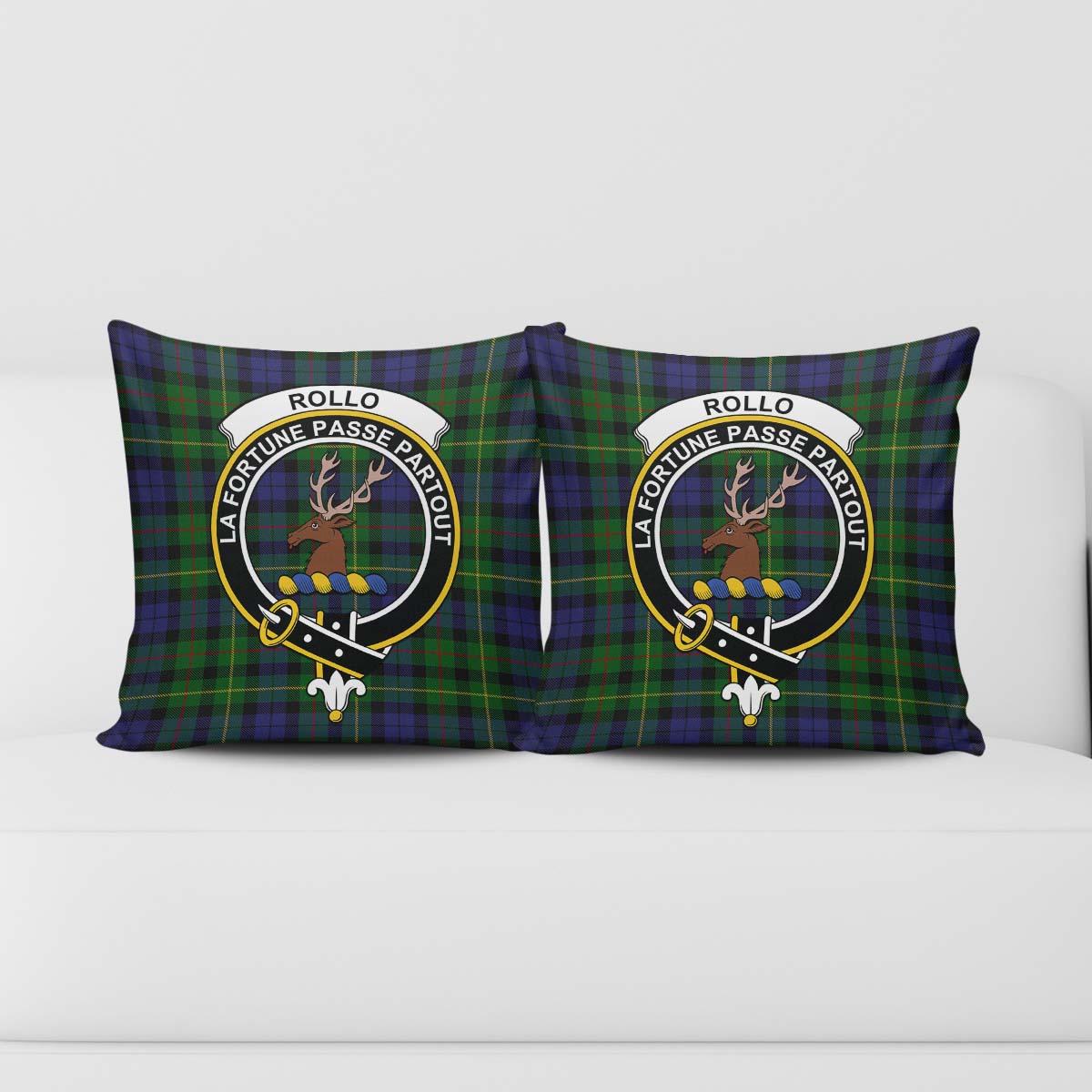 Rollo Tartan Pillow Cover with Family Crest - Tartanvibesclothing