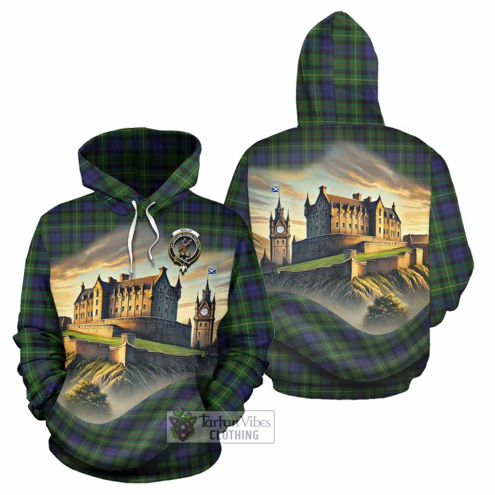 Rollo Tartan Family Crest Hoodie with Scottish Ancient Castle Style - Tartan Vibes Clothing