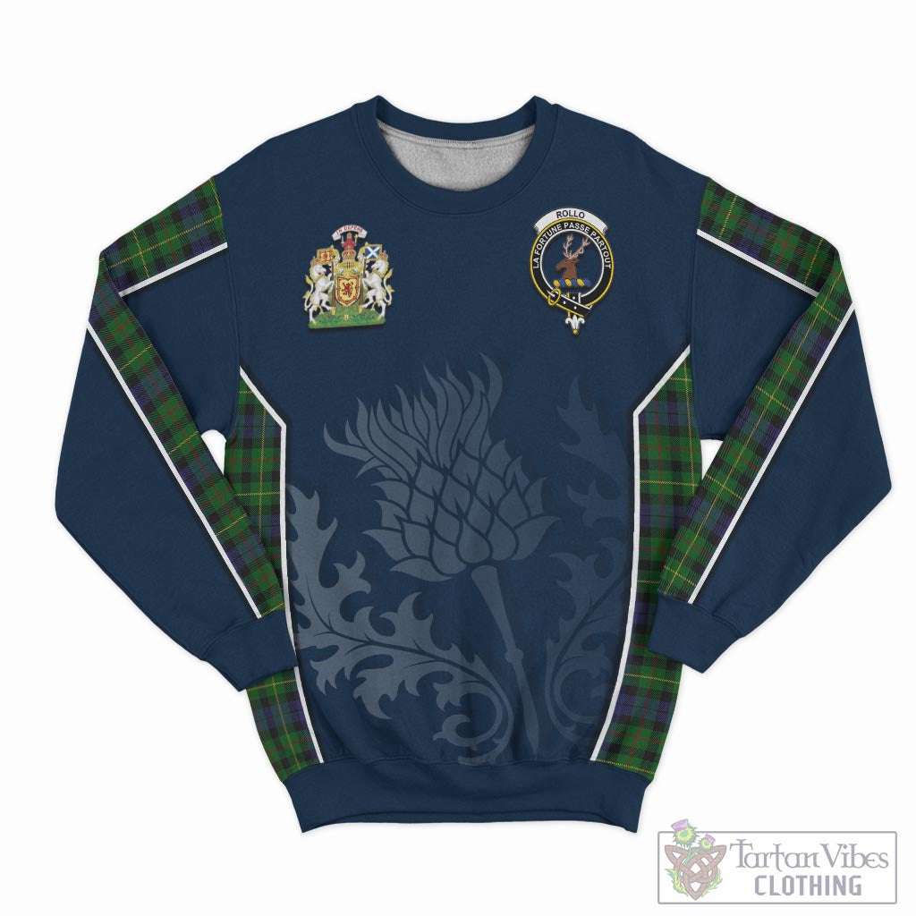 Tartan Vibes Clothing Rollo Tartan Sweatshirt with Family Crest and Scottish Thistle Vibes Sport Style