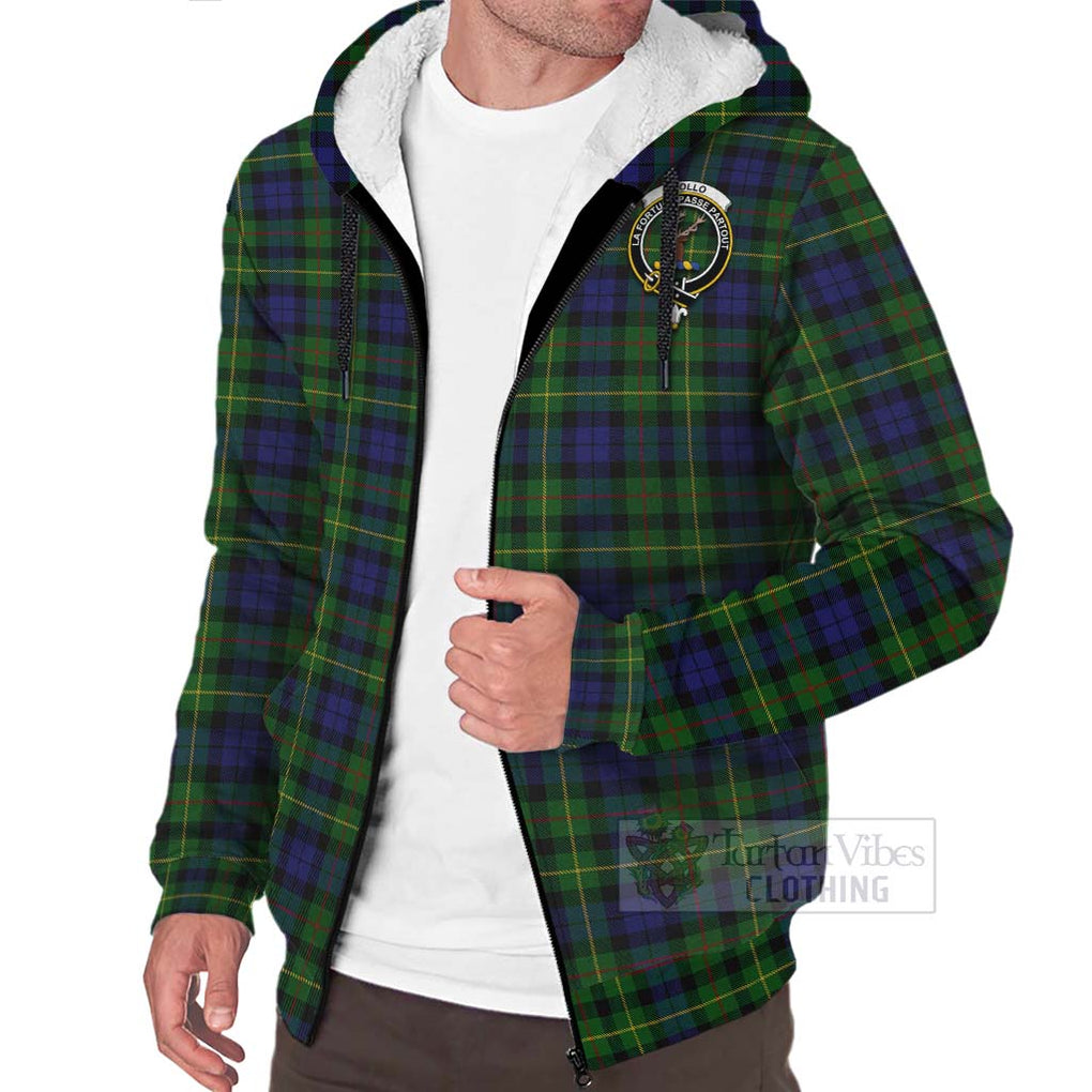 Tartan Vibes Clothing Rollo Tartan Sherpa Hoodie with Family Crest Celtic Skull Style