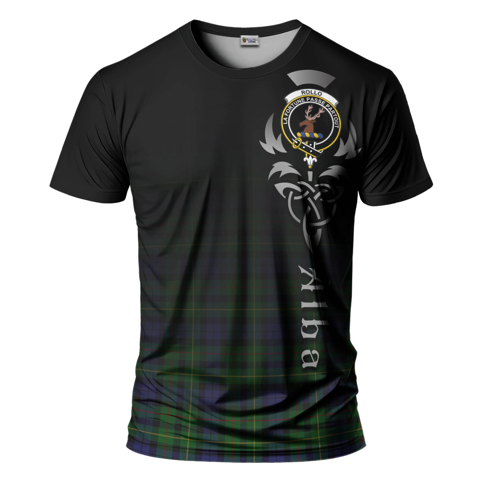 Tartan Vibes Clothing Rollo Tartan T-Shirt Featuring Alba Gu Brath Family Crest Celtic Inspired