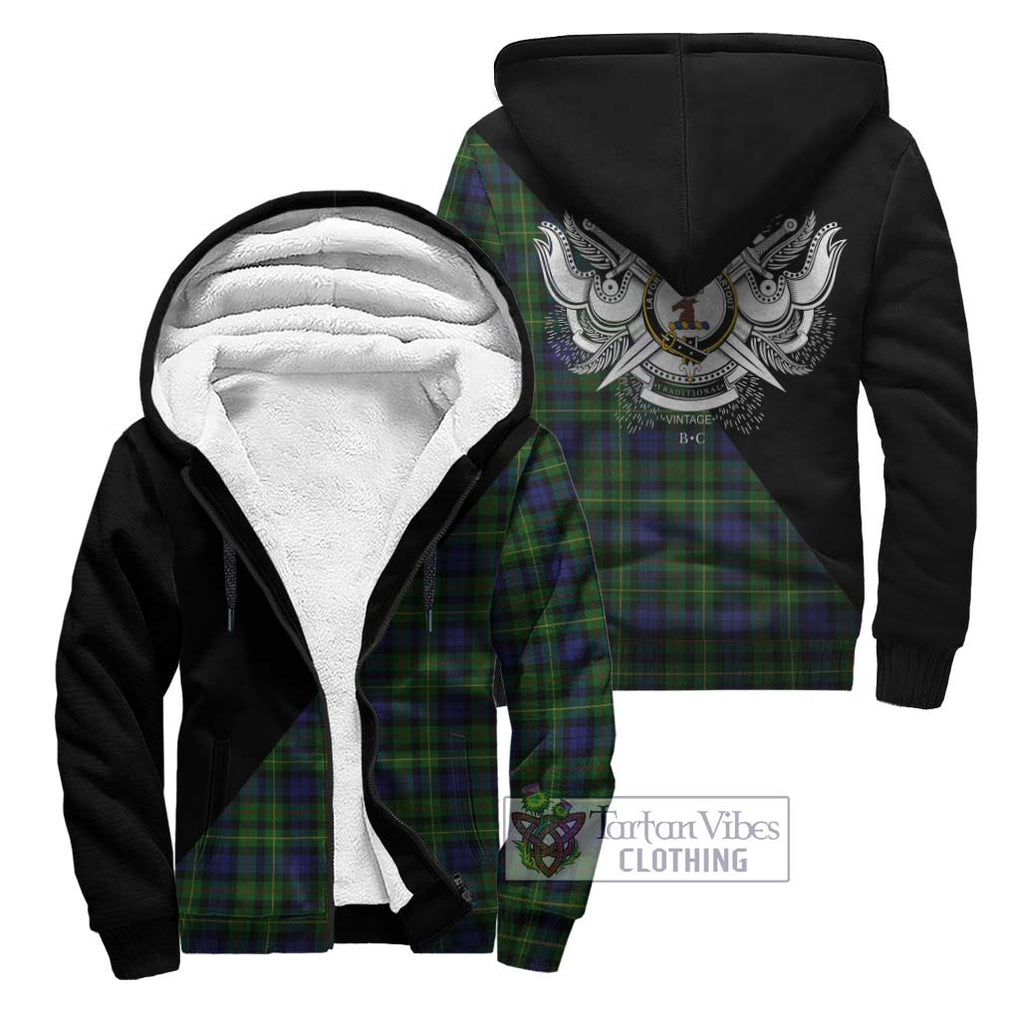 Rollo Tartan Sherpa Hoodie with Family Crest and Military Logo Style Unisex - Tartanvibesclothing Shop