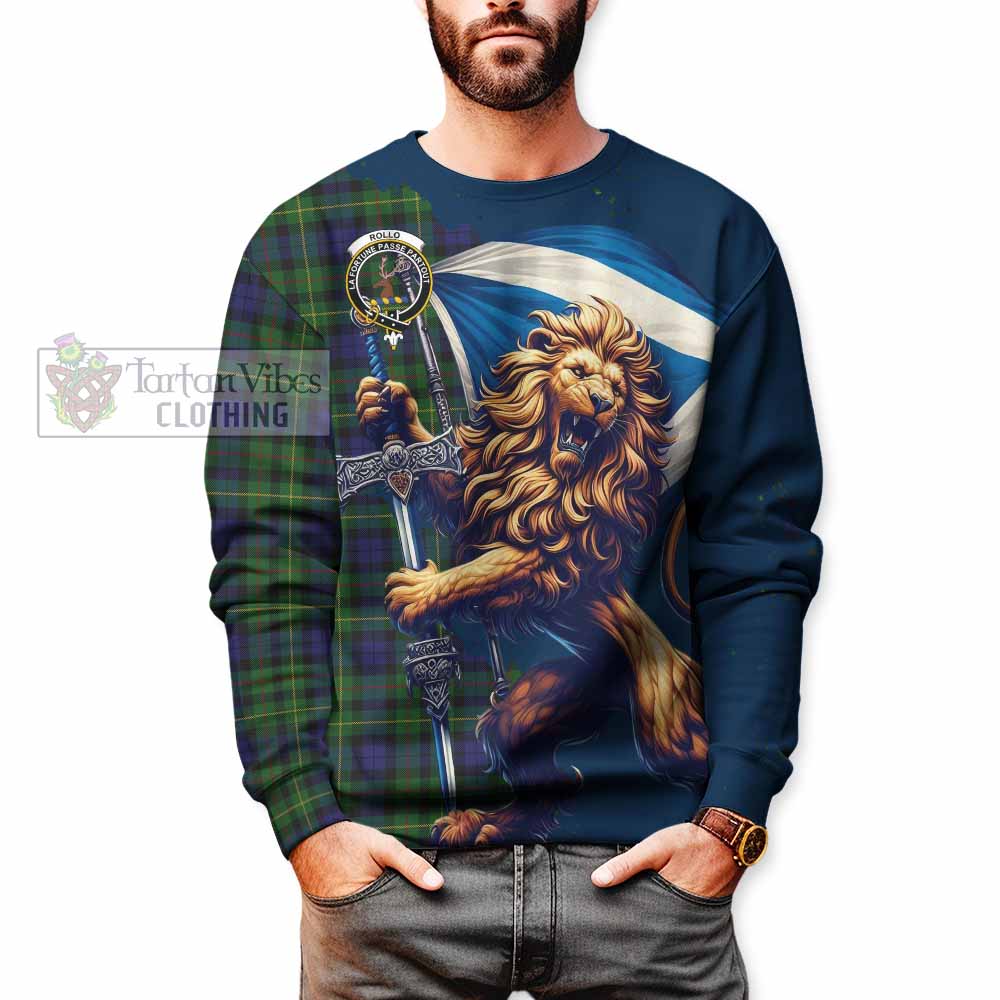 Tartan Vibes Clothing Rollo Tartan Family Crest Sweatshirt with Scottish Majestic Lion