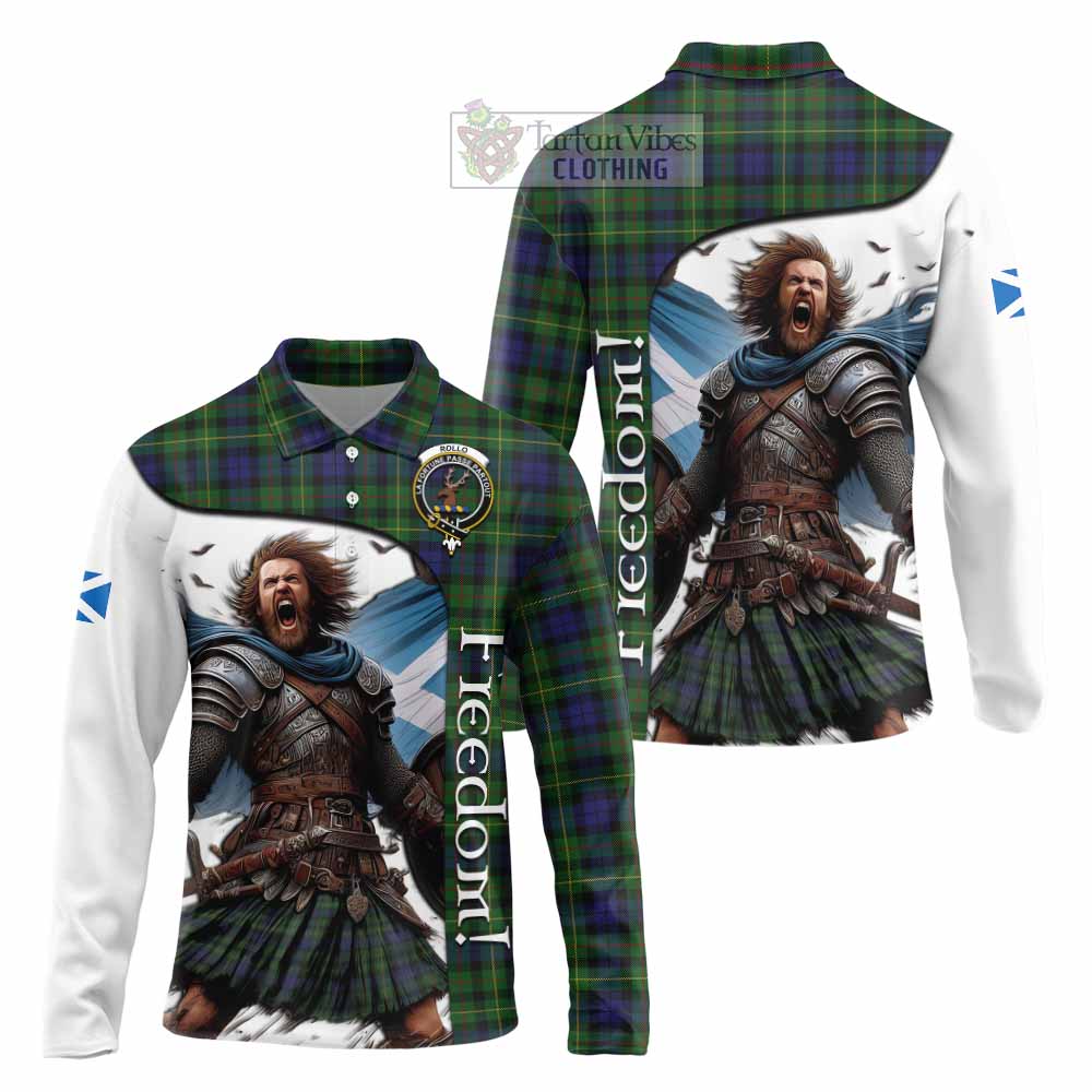 Tartan Vibes Clothing Rollo Crest Tartan Long Sleeve Polo Shirt Inspired by the Freedom of Scottish Warrior