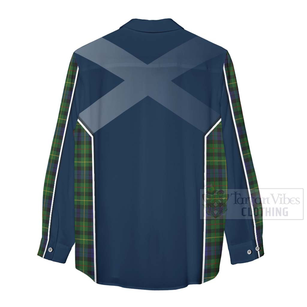 Tartan Vibes Clothing Rollo Tartan Women's Casual Shirt with Family Crest and Scottish Thistle Vibes Sport Style