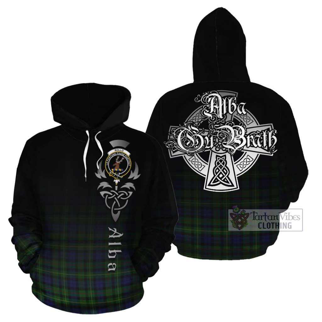 Tartan Vibes Clothing Rollo Tartan Cotton Hoodie Featuring Alba Gu Brath Family Crest Celtic Inspired