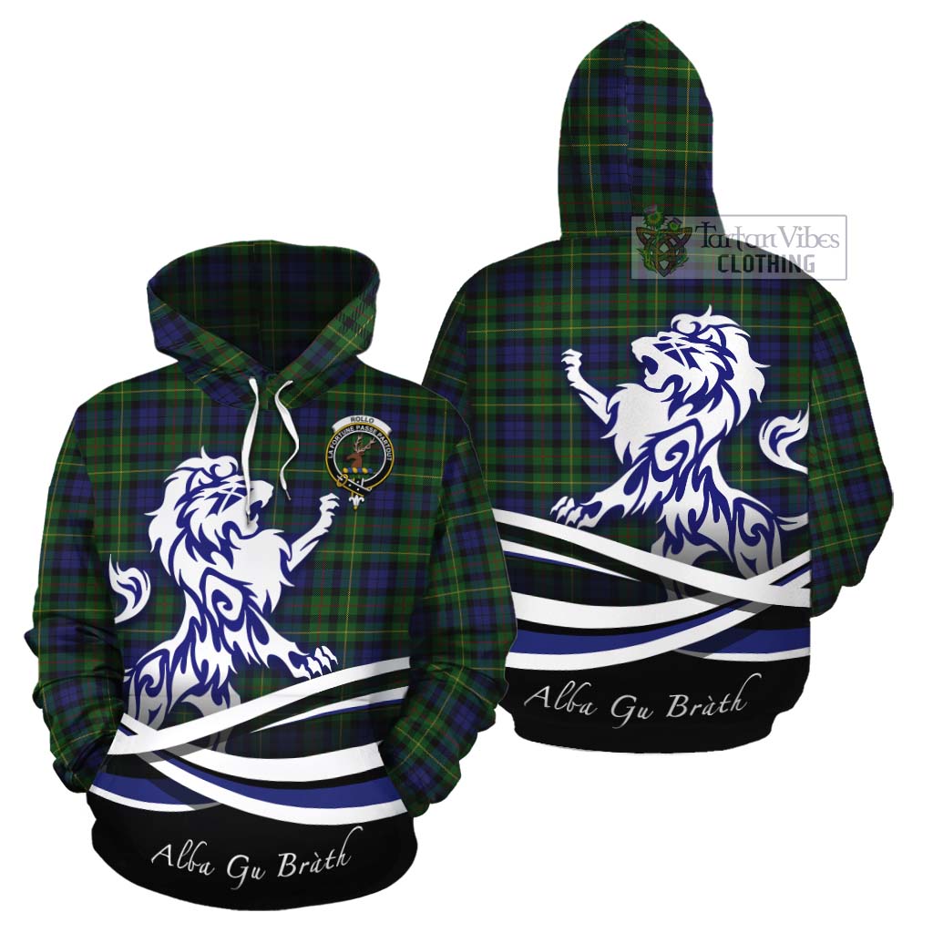 Tartan Vibes Clothing Rollo Tartan Cotton Hoodie with Alba Gu Brath Regal Lion Emblem