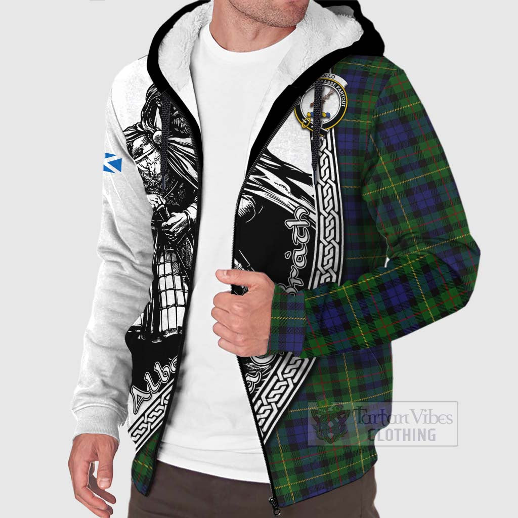 Tartan Vibes Clothing Rollo Tartan Clan Crest Sherpa Hoodie with Highlander Warrior Celtic Style