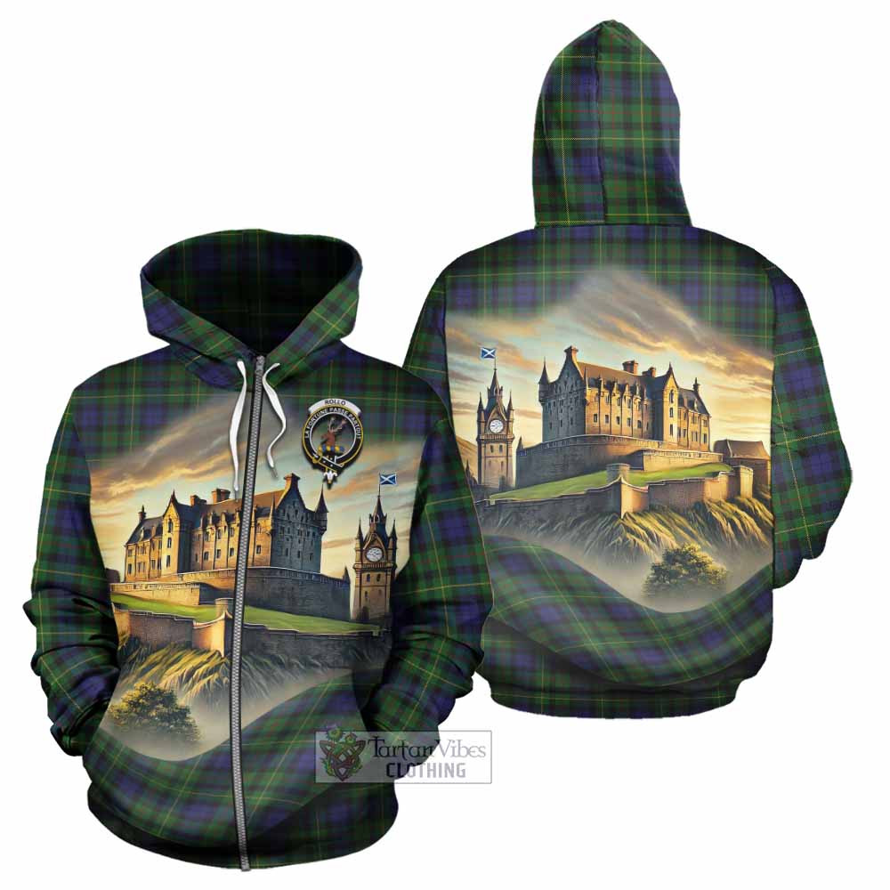 Rollo Tartan Family Crest Hoodie with Scottish Ancient Castle Style Zip Hoodie - Tartan Vibes Clothing
