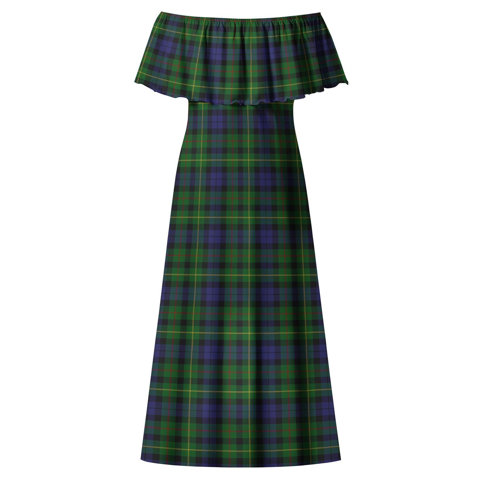 Rollo Tartan Off Shoulder Long Dress - Tartanvibesclothing