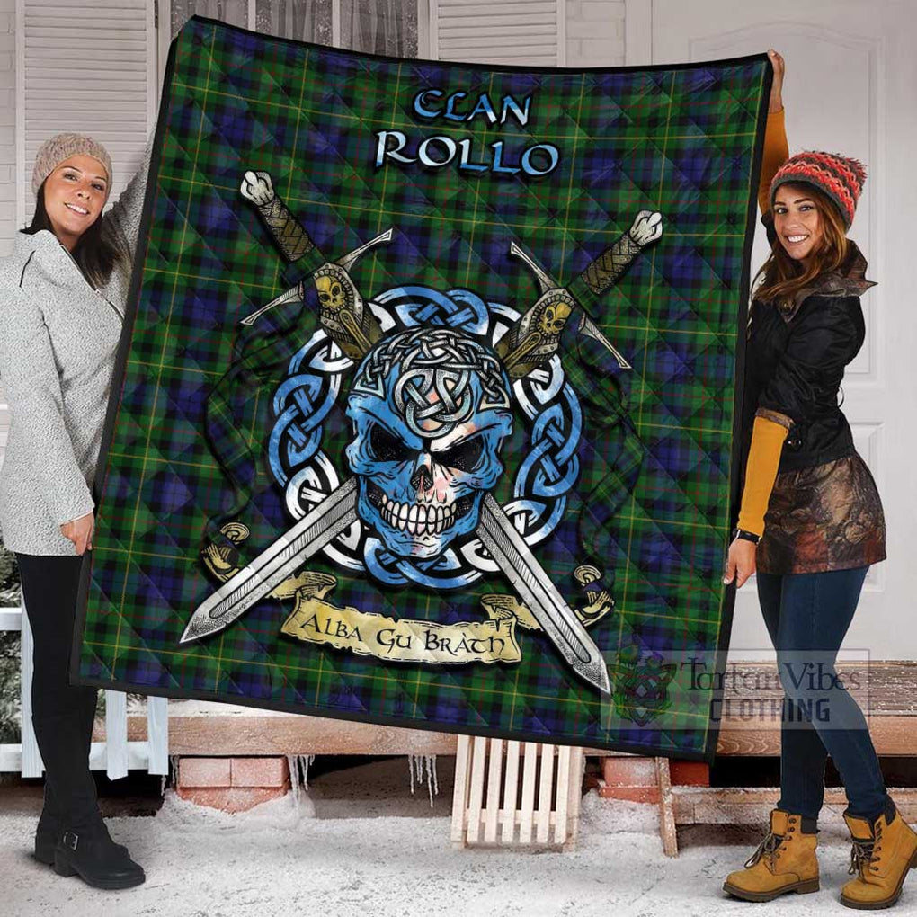 Tartan Vibes Clothing Rollo Tartan Quilt with Celtic Skull Alba Gu Brath Style