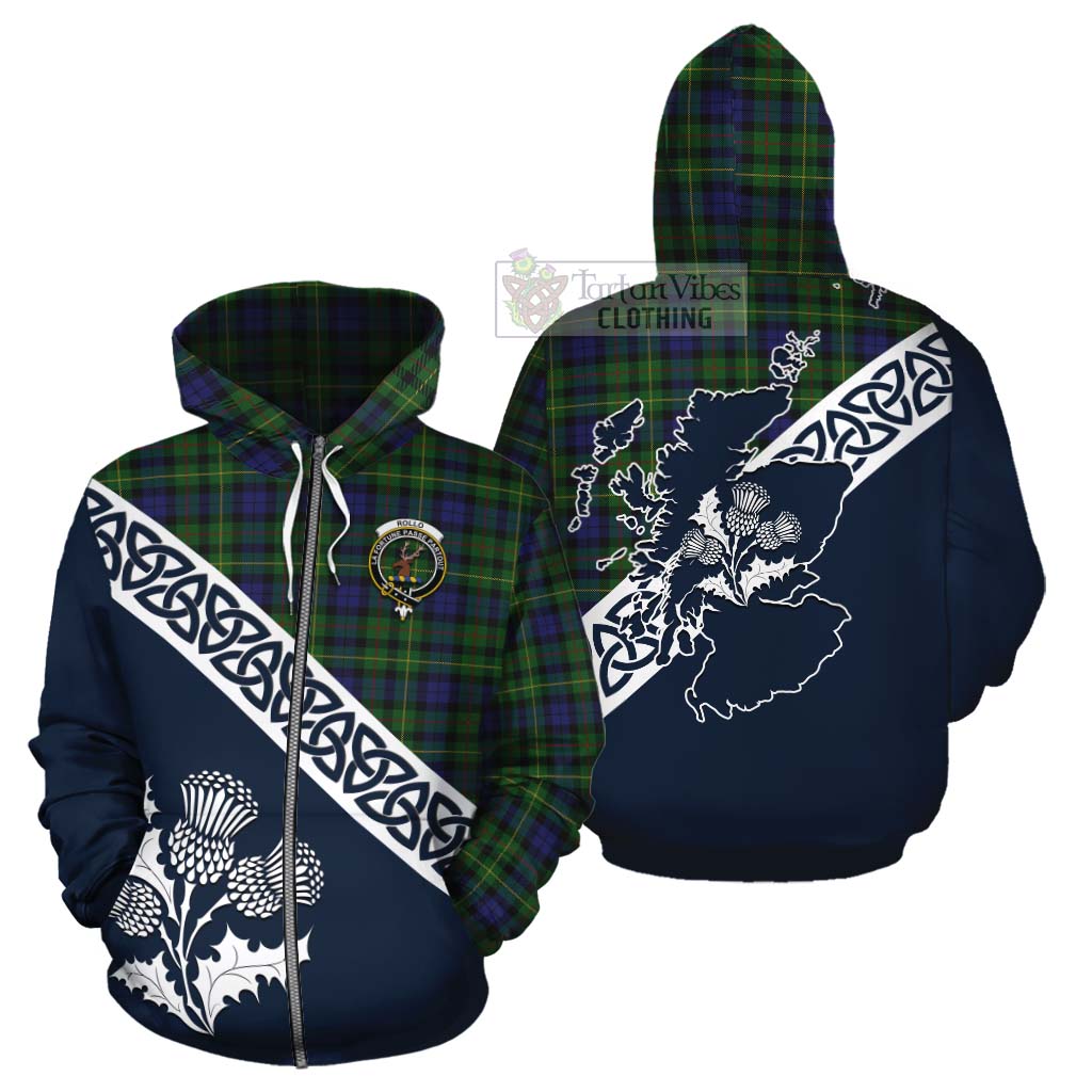 Tartan Vibes Clothing Rollo Tartan Cotton Hoodie Featuring Thistle and Scotland Map