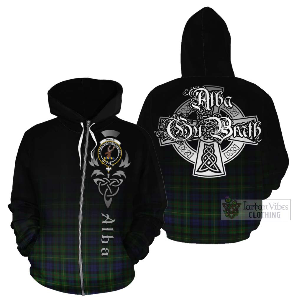 Tartan Vibes Clothing Rollo Tartan Cotton Hoodie Featuring Alba Gu Brath Family Crest Celtic Inspired