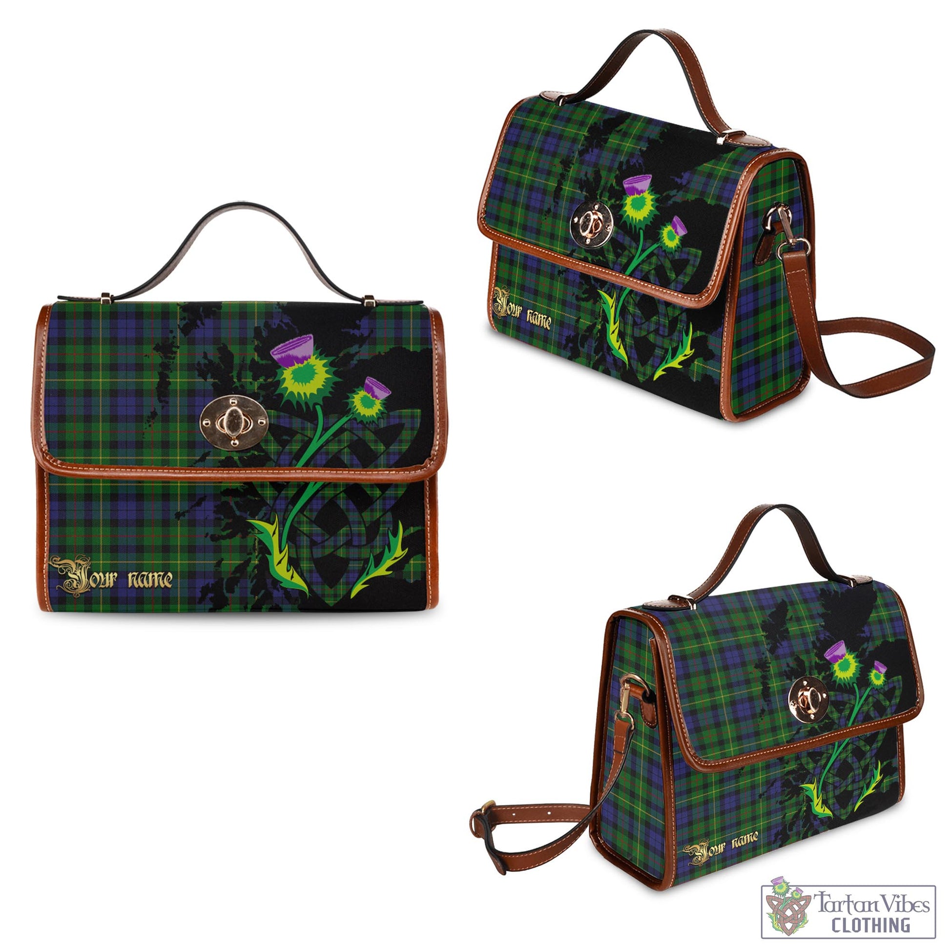 Tartan Vibes Clothing Rollo Tartan Waterproof Canvas Bag with Scotland Map and Thistle Celtic Accents