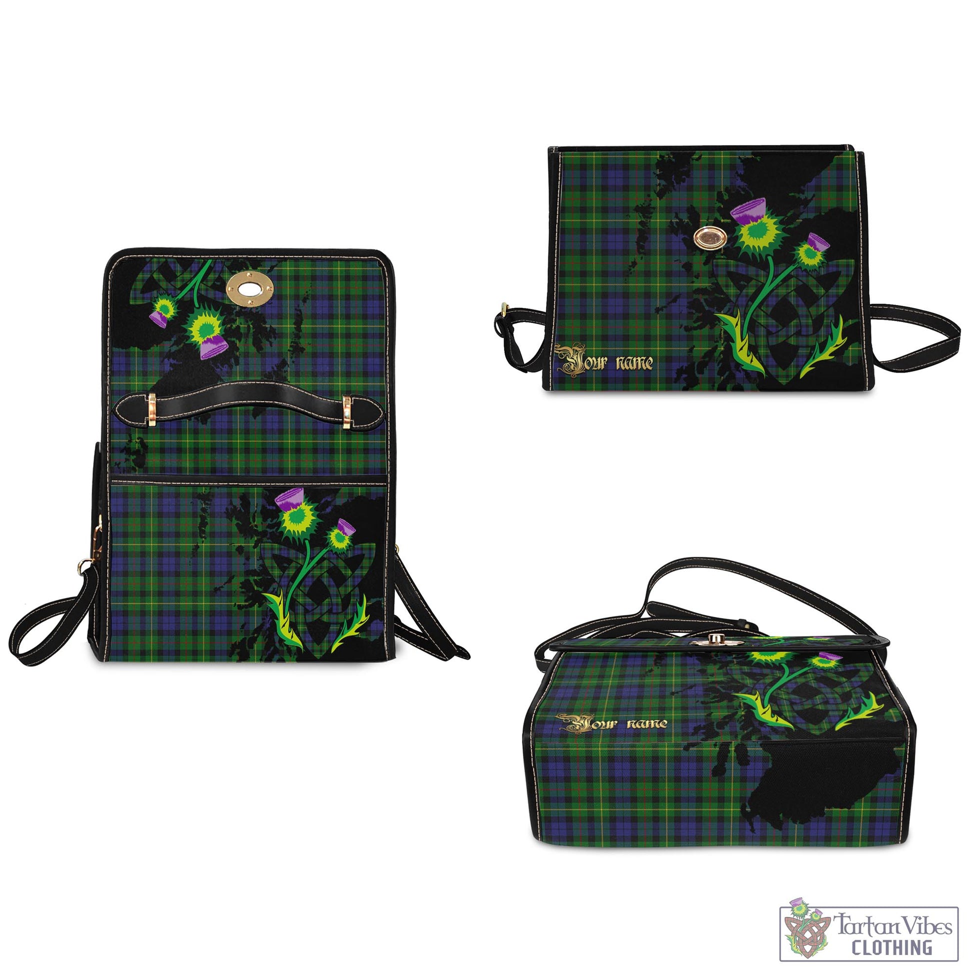 Tartan Vibes Clothing Rollo Tartan Waterproof Canvas Bag with Scotland Map and Thistle Celtic Accents