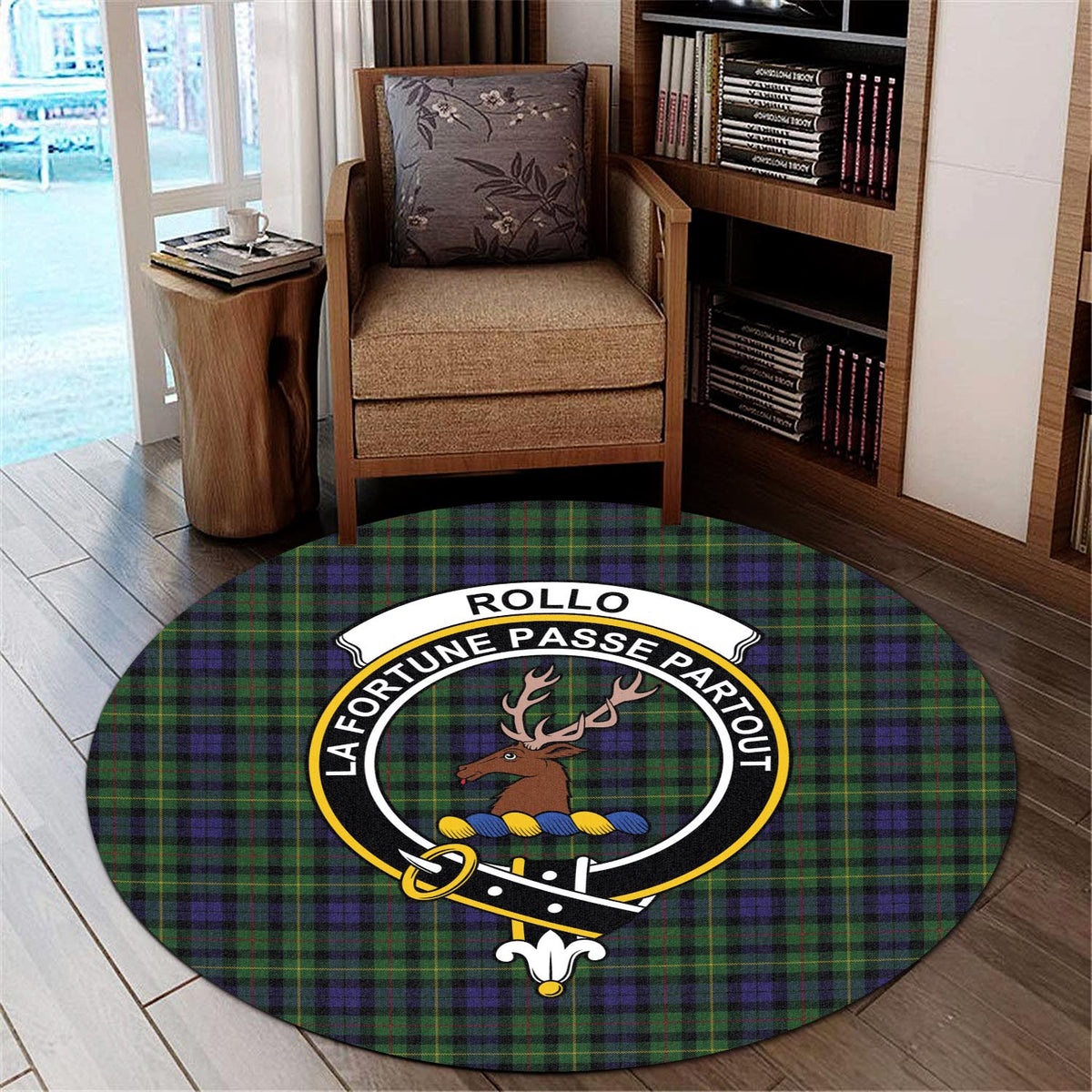 Rollo Tartan Round Rug with Family Crest - Tartan Vibes Clothing