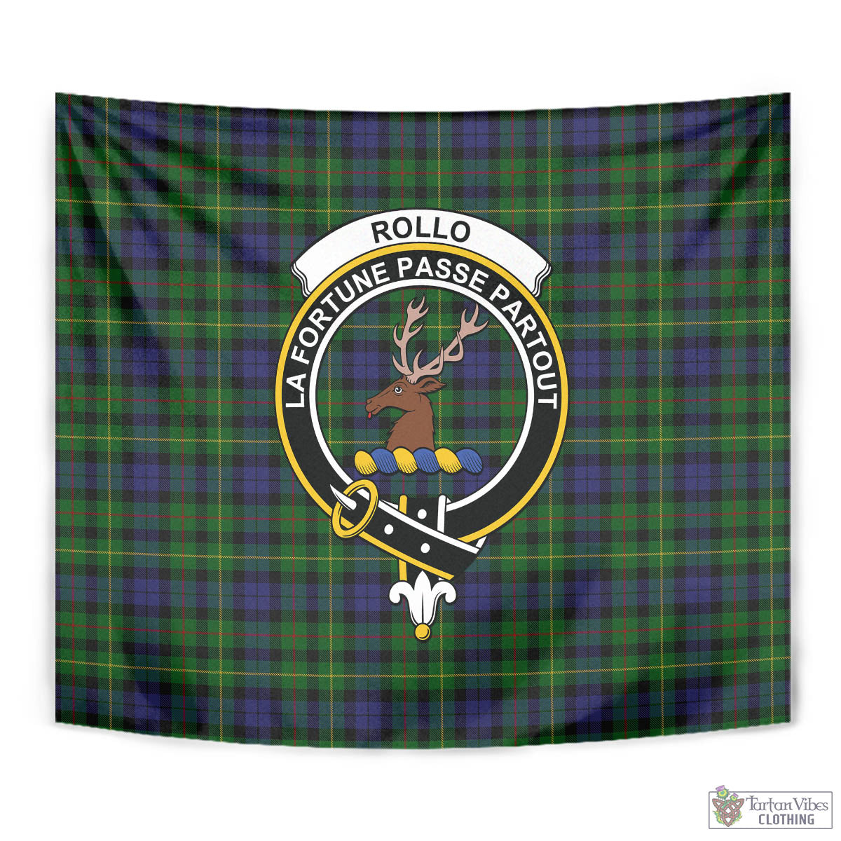 Tartan Vibes Clothing Rollo Tartan Tapestry Wall Hanging and Home Decor for Room with Family Crest