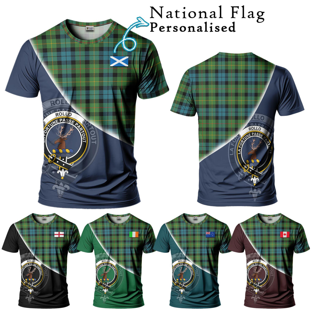 Rollo Ancient Tartan T-Shirt with Personalised National Flag and Family Crest Half Style Kid's Shirt - Tartanvibesclothing Shop