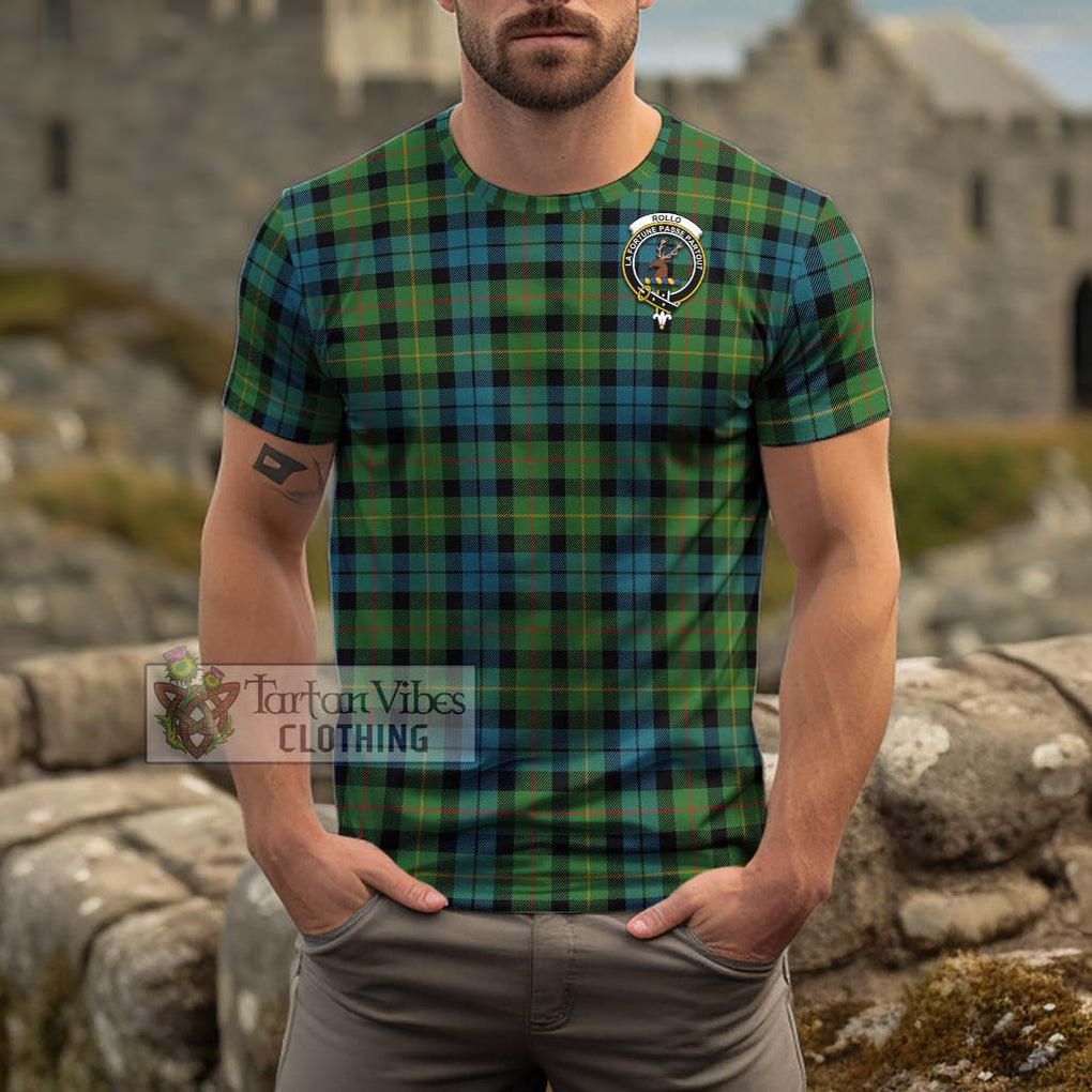 Rollo Ancient Tartan Cotton T-Shirt with Family Crest Men's Shirt - Tartanvibesclothing Shop