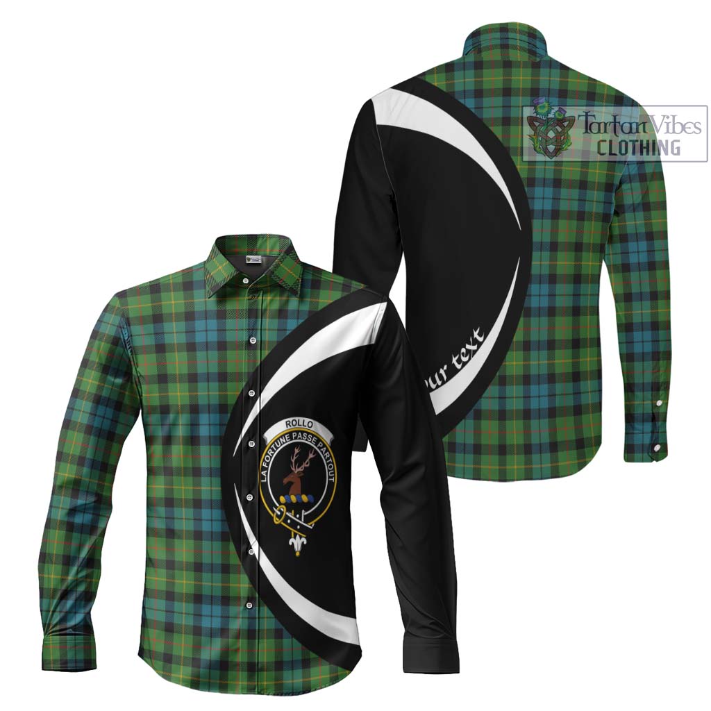 Rollo Ancient Tartan Long Sleeve Button Up with Family Crest Circle Style Men's Shirt S - Tartan Vibes Clothing