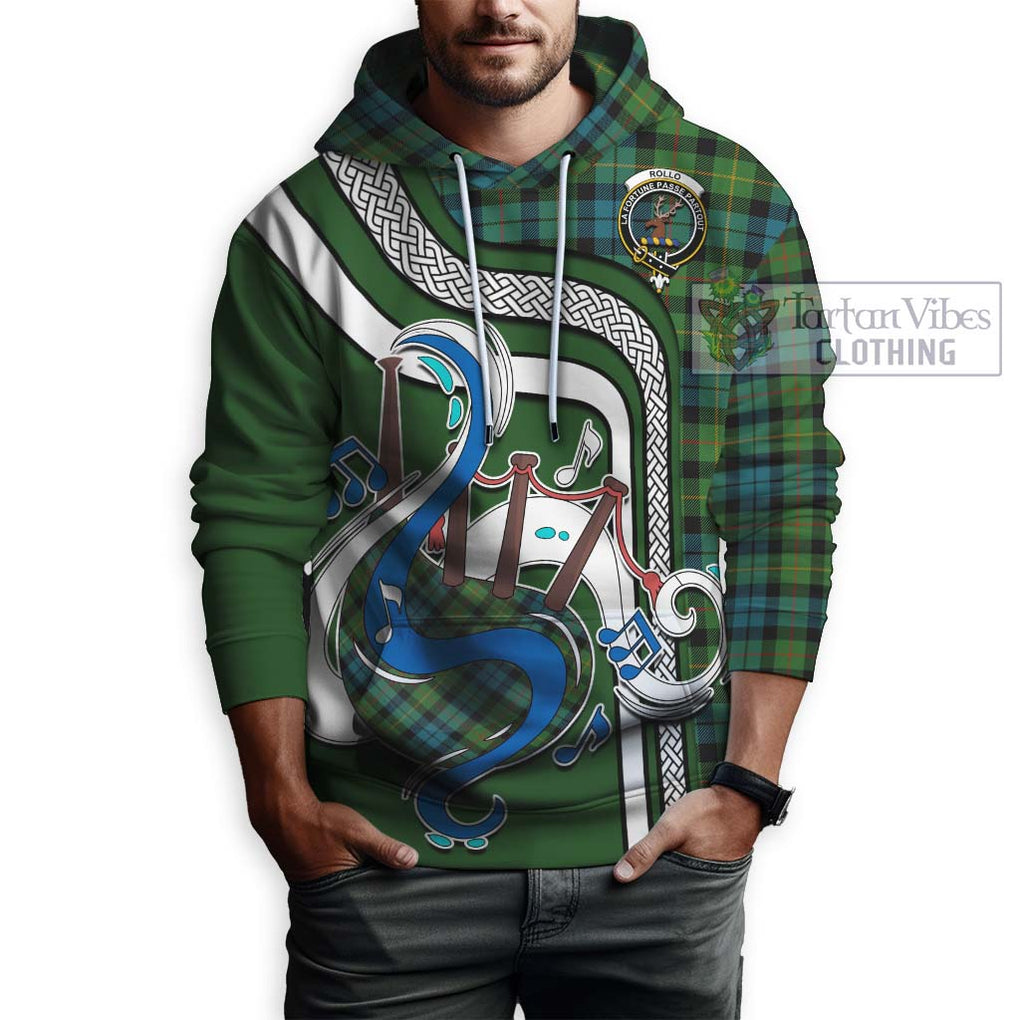 Rollo Ancient Tartan Hoodie with Epic Bagpipe Style Zip Hoodie - Tartanvibesclothing Shop