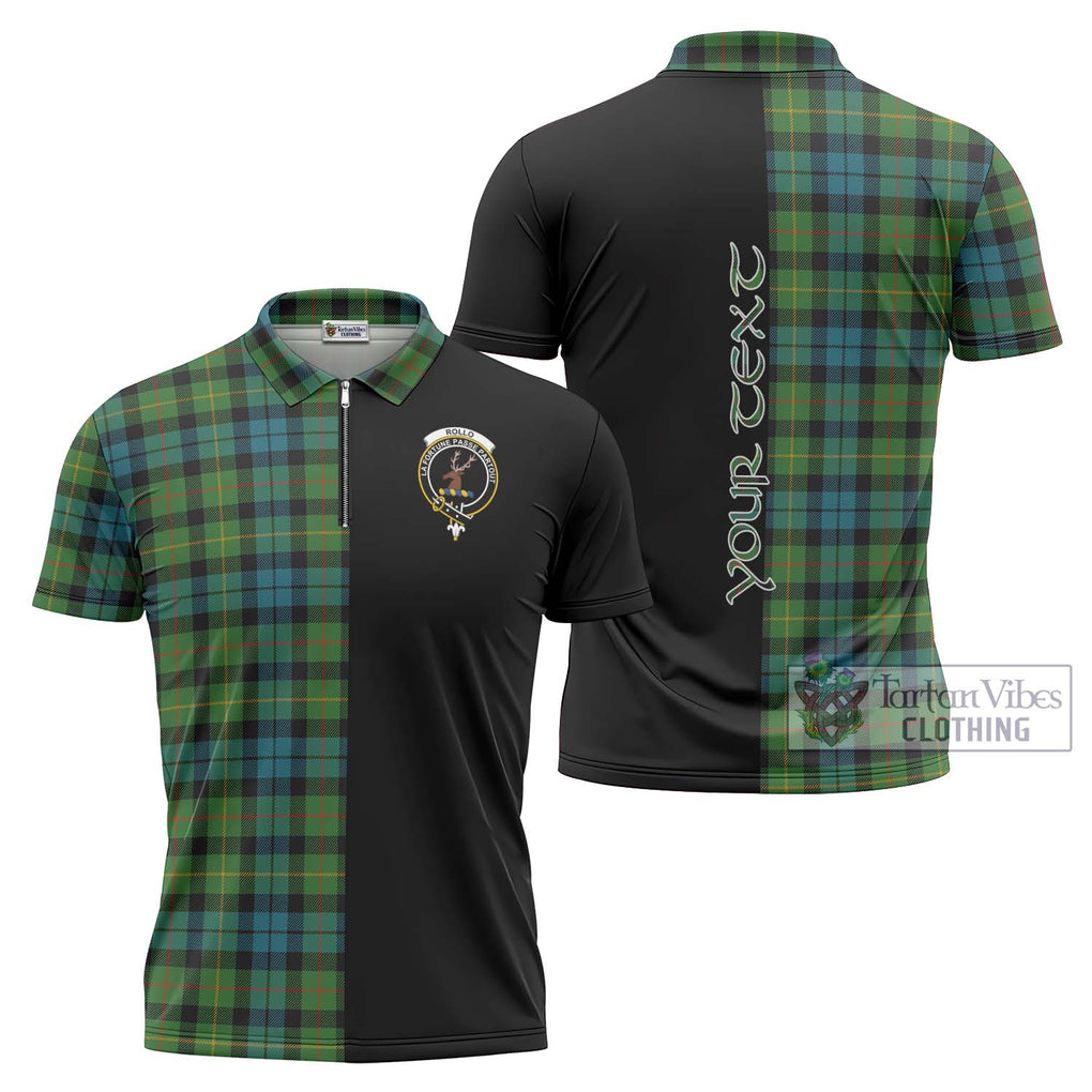 Rollo Ancient Tartan Zipper Polo Shirt with Family Crest and Half Of Me Style Unisex - Tartanvibesclothing Shop