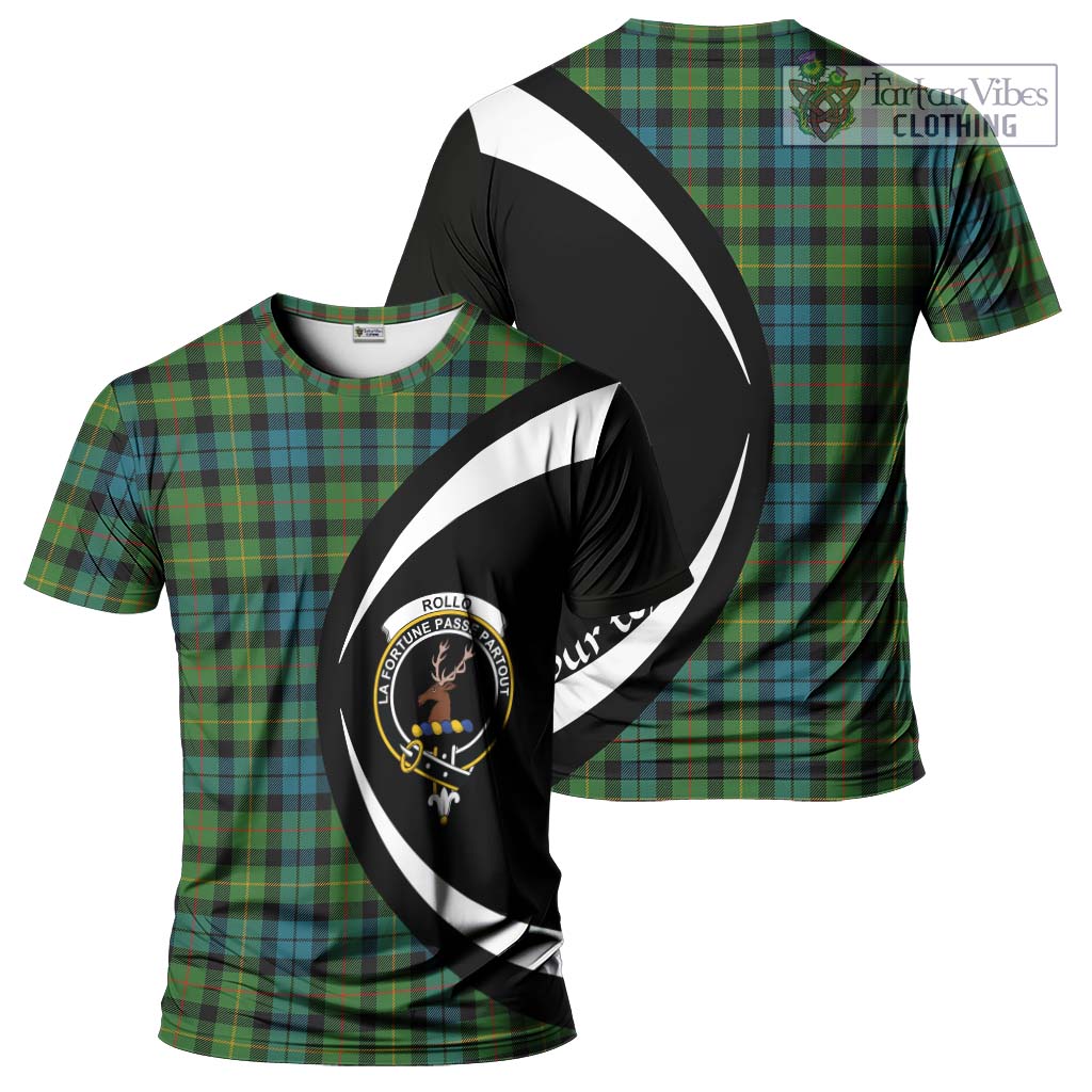 Tartan Vibes Clothing Rollo Ancient Tartan T-Shirt with Family Crest Circle Style