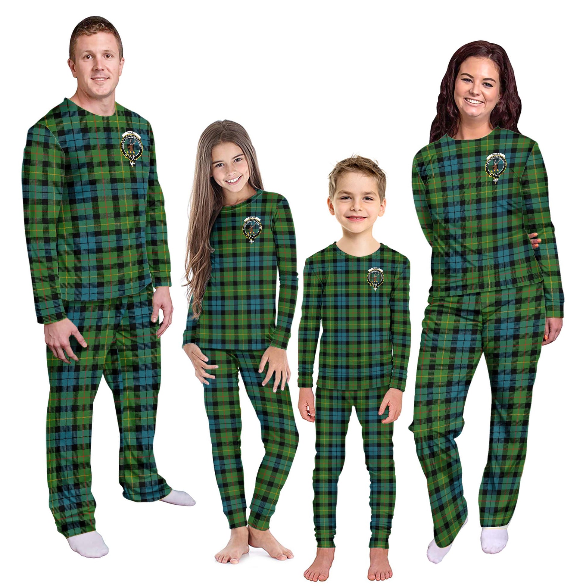 Rollo Ancient Tartan Pajamas Family Set with Family Crest - Tartanvibesclothing