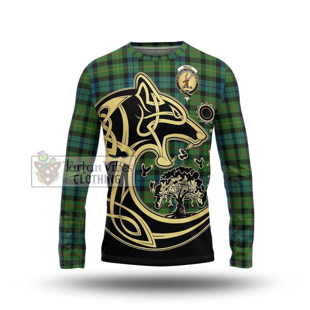 Rollo Ancient Tartan Long Sleeve T-Shirt with Family Crest Celtic Wolf Style Unisex - Tartan Vibes Clothing