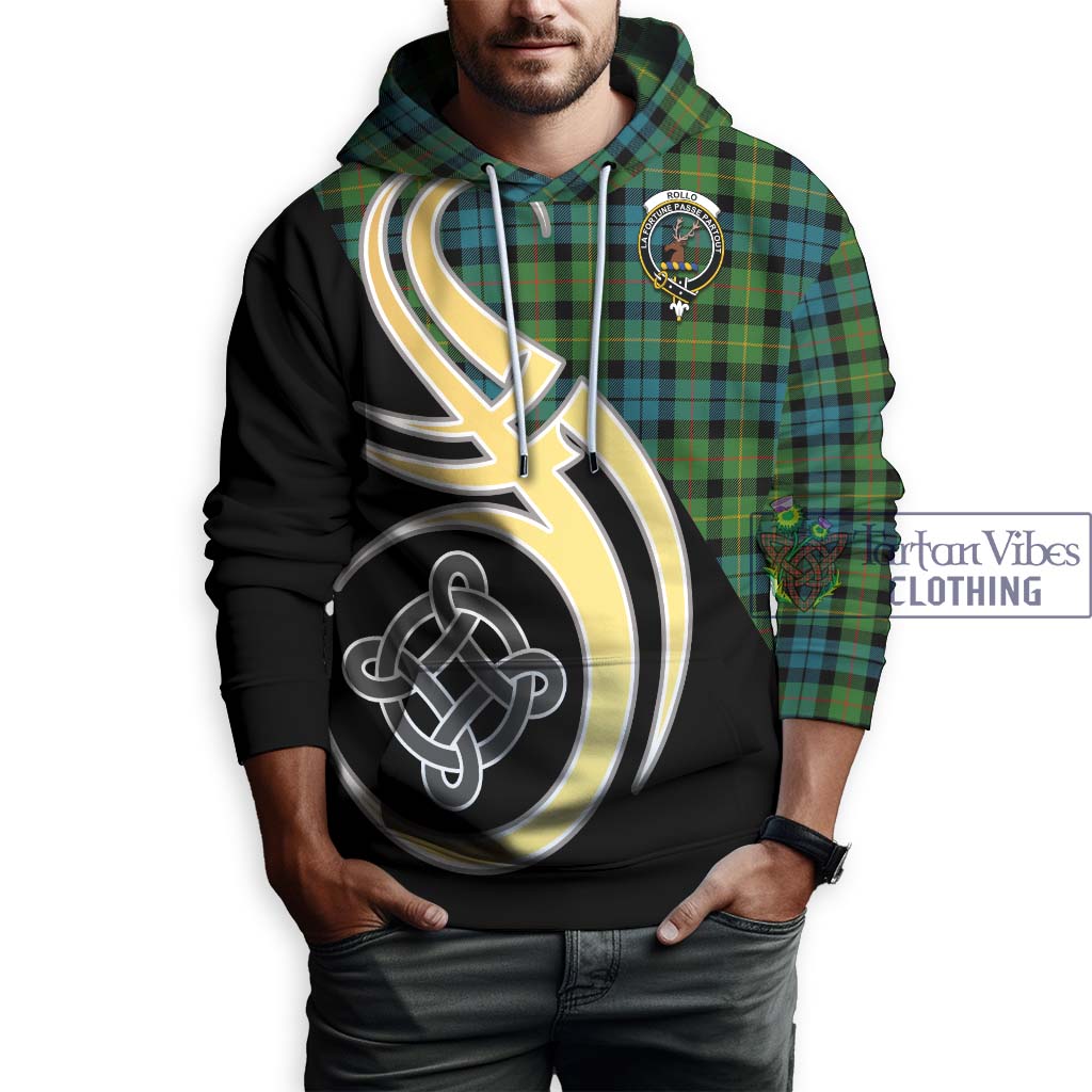 Rollo Ancient Tartan Hoodie with Family Crest and Celtic Symbol Style Zip Hoodie - Tartan Vibes Clothing