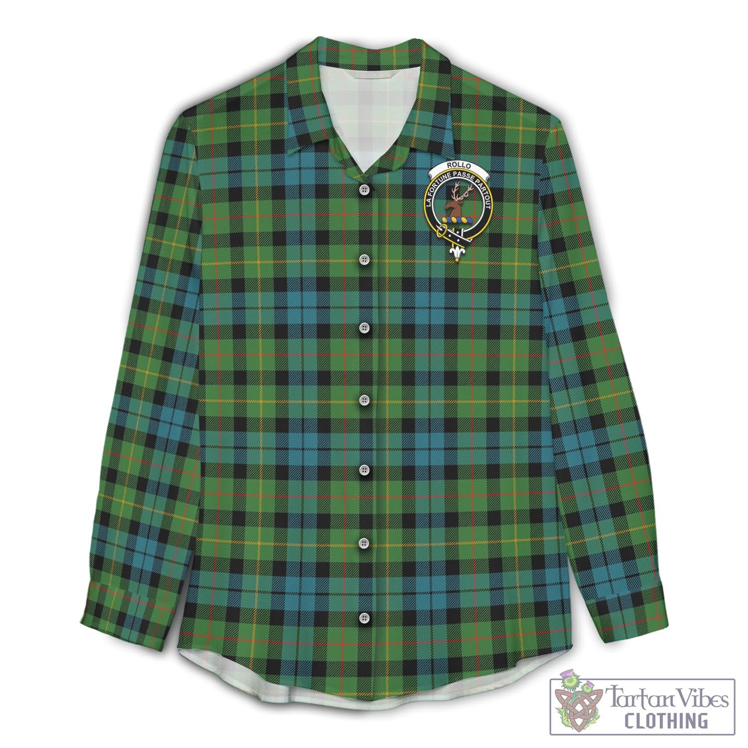 Tartan Vibes Clothing Rollo Ancient Tartan Womens Casual Shirt with Family Crest